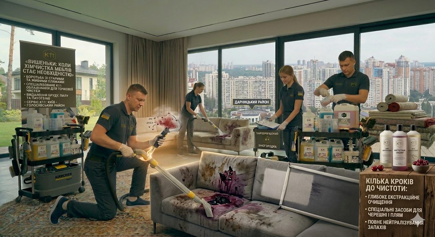 Вишеньки: коли хімчистка меблів стає необхідністю
